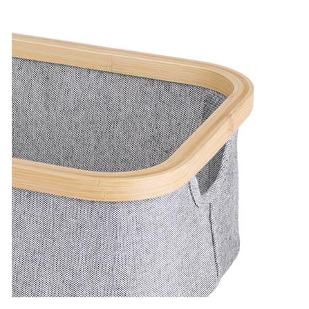 ตะกร้าผ้าเหลี่ยมขอบไม้ PLIM 38x26x13.5 ซม. สีเทา_4