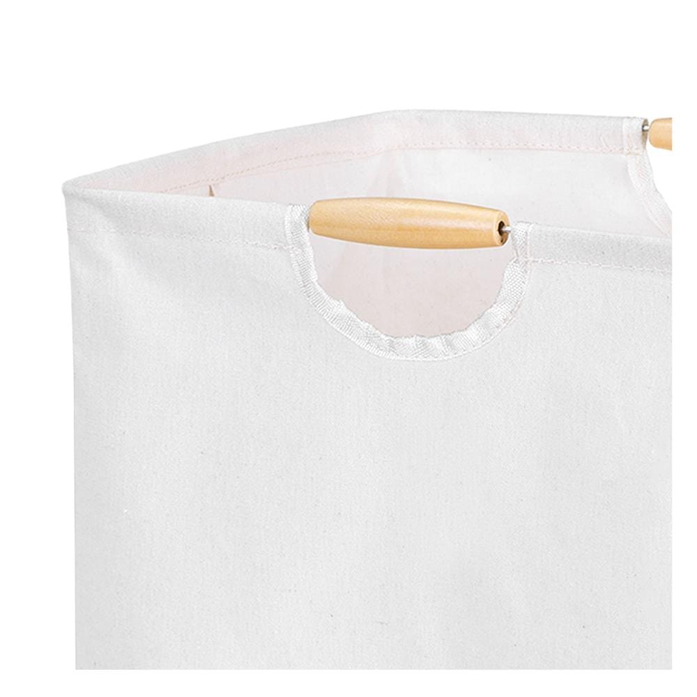 ถังผ้าเหลี่ยมสูง หูไม้ PLIM SIMPLE SIZE L สีครีม