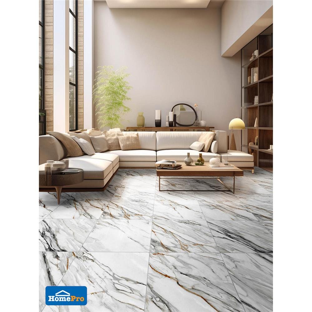 กระเบื้องพื้นพอร์ซเลน 60x60 ซม. TARA กัตต้า ไวท์ A 1.44M2