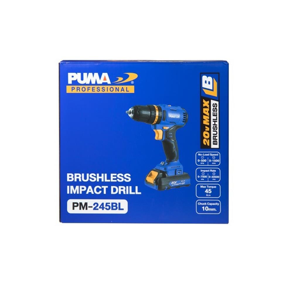 สว่านกระแทกไร้สาย (พร้อมแบตเตอรี่) PUMA PM-245BL 20 โวลต์
