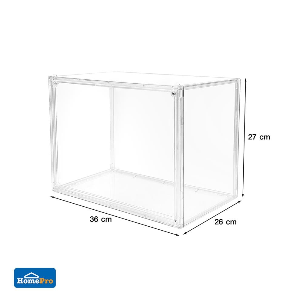 กล่องจัดเก็บกระเป๋าฝาเปิด STACKO M 36x26x27 ซม. สีใส