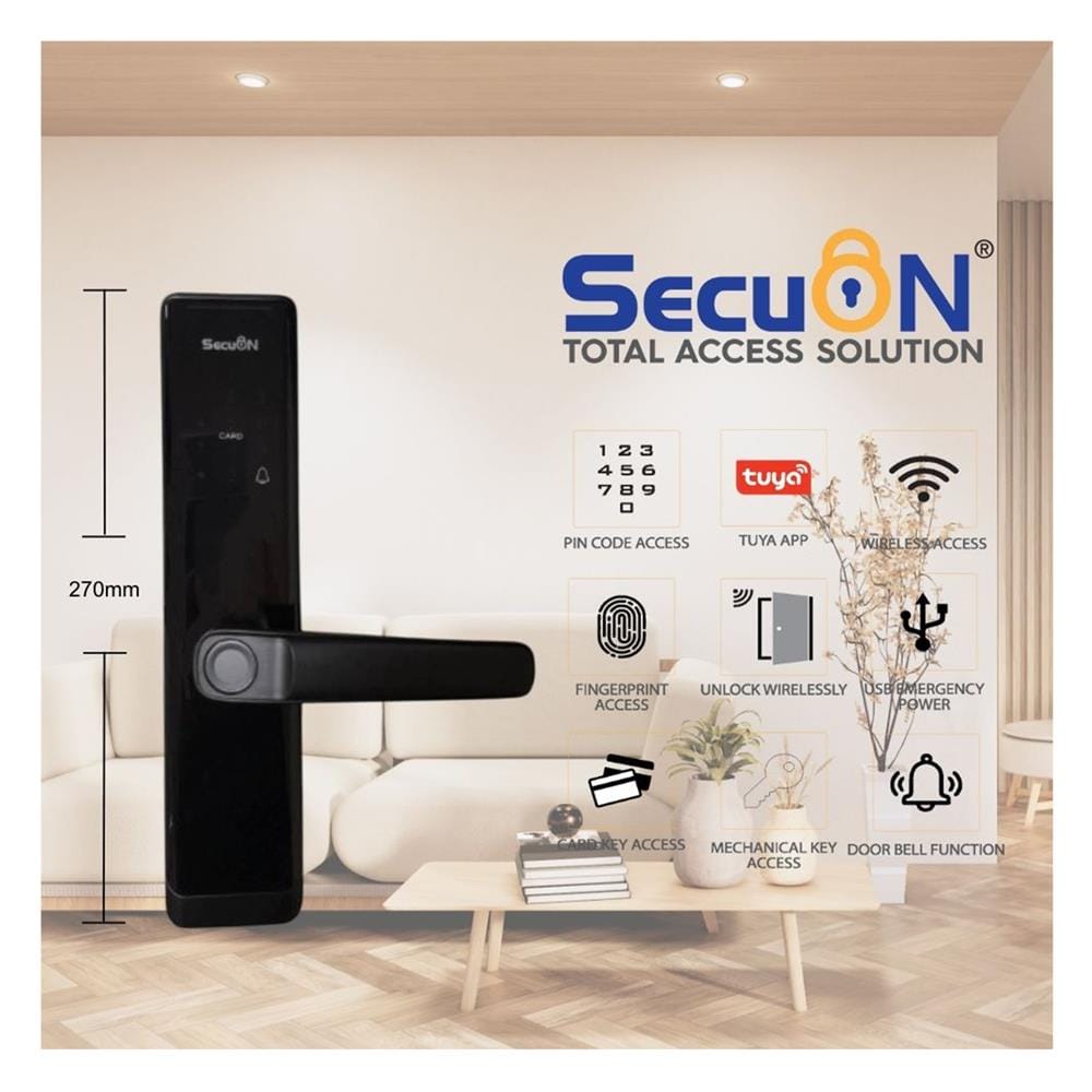 กลอนประตูดิจิตอล SECUON SEC-395 สีดำ