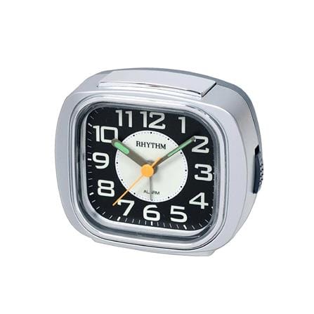 นาฬิกาตั้งโต๊ะพลาสติก RHYTHM CRE847WR19 3X3.5 นิ้ว สีเงิน