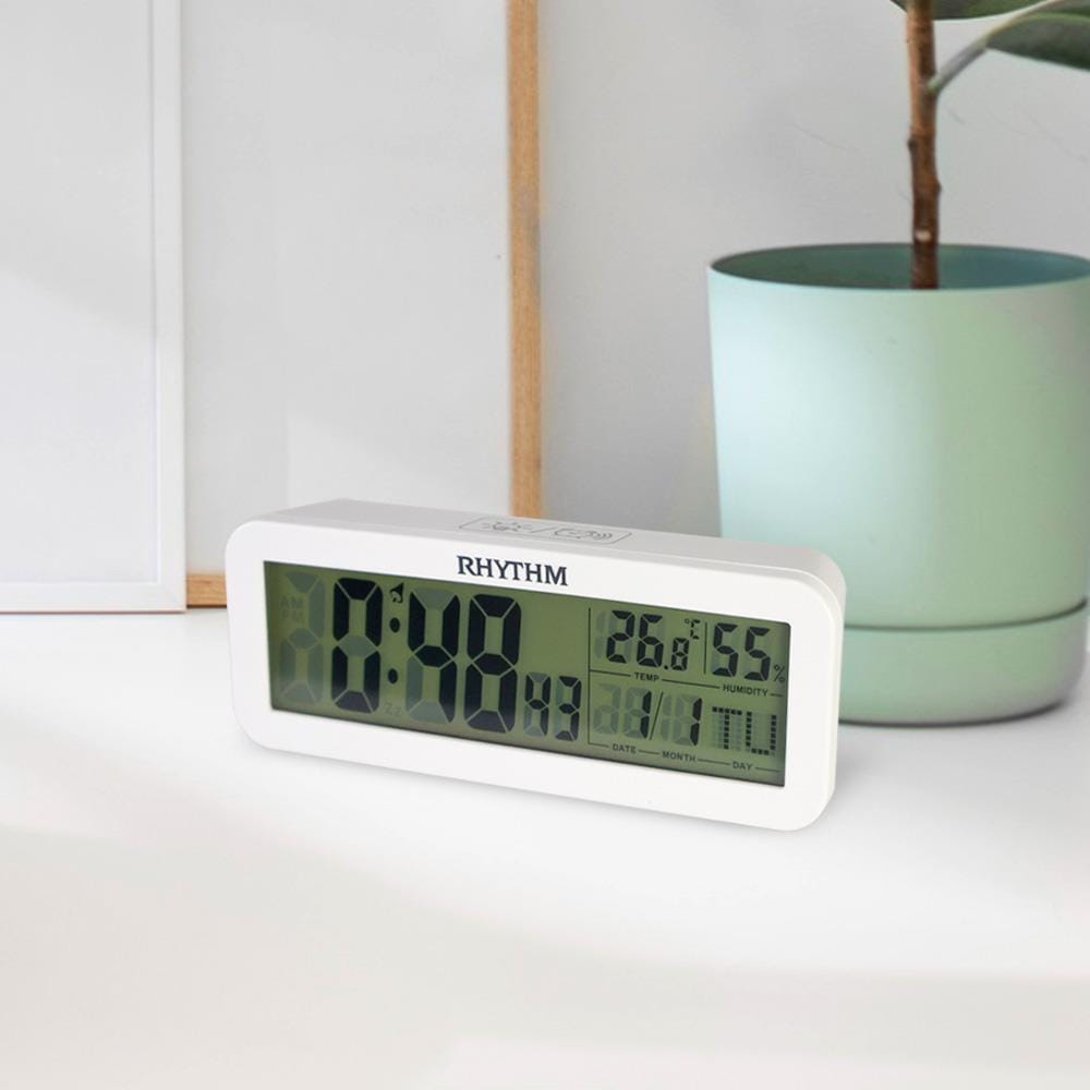 นาฬิกาดิจิทัล LED RHYTHM LCT107NR03 2X5.5 นิ้ว สีขาว