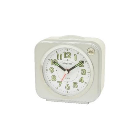 นาฬิกาตั้งโต๊ะพลาสติก RHYTHM CRA855NR19 3.5X3.5 นิ้ว สีขาว