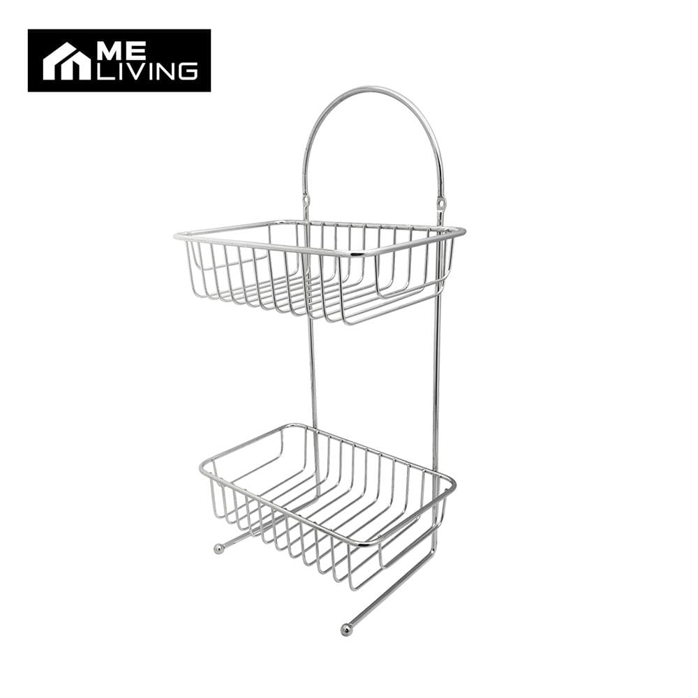 ชั้นวางของติดผนังโครเมียม 2 ชั้น ทรงเหลี่ยม ME LIVING CROMO 25x14x40 ซม.