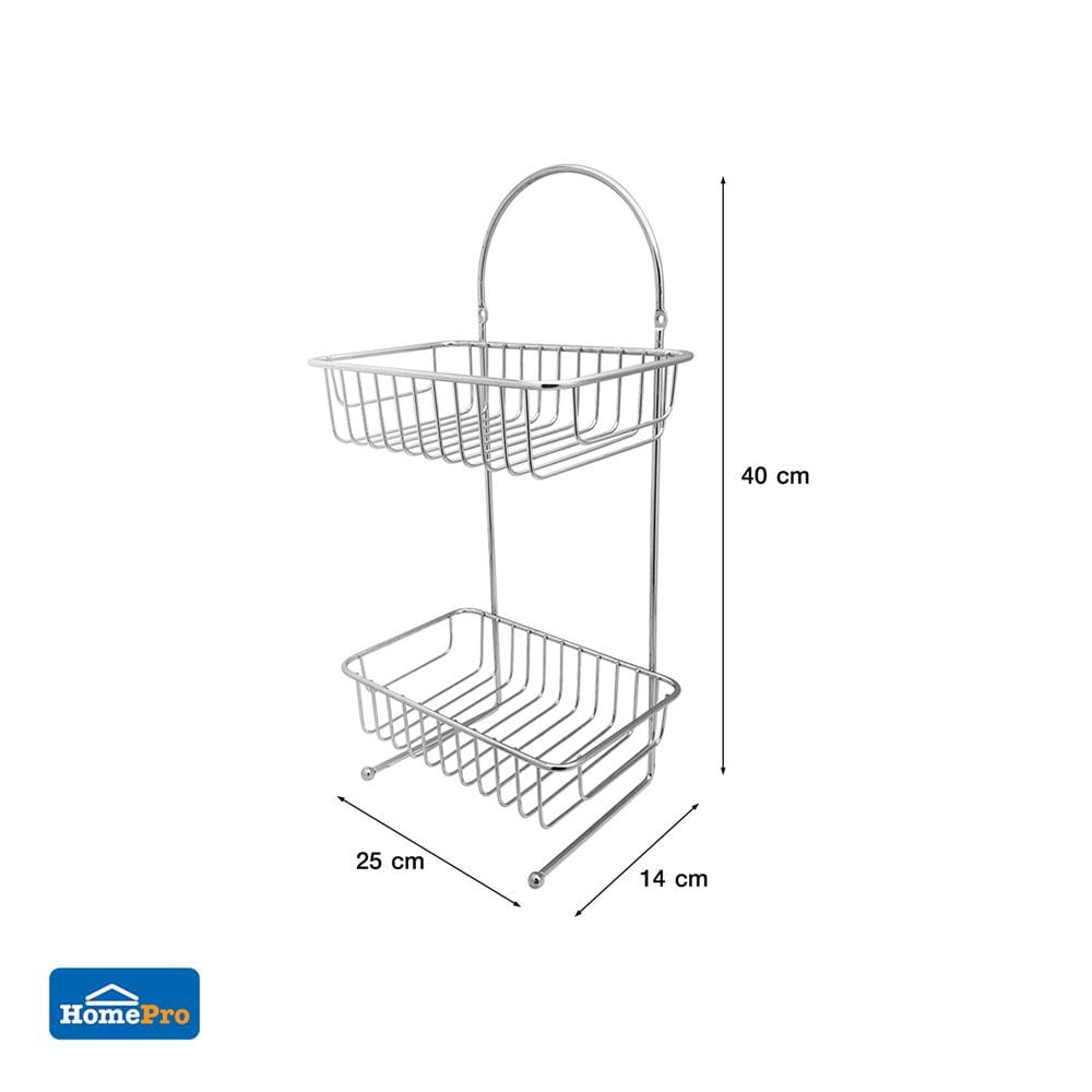 ชั้นวางของติดผนังโครเมียม 2 ชั้น ทรงเหลี่ยม ME LIVING CROMO 25x14x40 ซม.