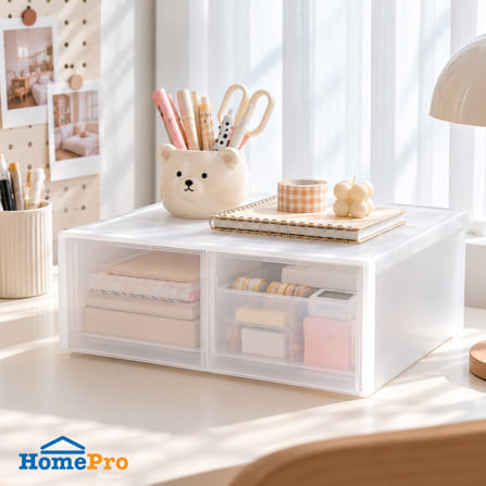 กล่องลิ้นชัก 2 ช่อง STACKO CK-32 26x33x13.5 ซม. สีขาว_0
