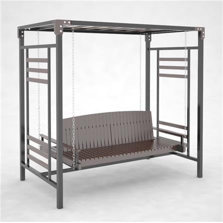 ชิงช้า 3 ที่นั่ง BUA DESIGN SPRING ECO WOOD สี OAK/ดำ_1