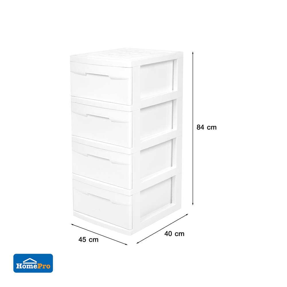 ตู้ลิ้นชัก 4 ชั้น STACKO SNOWY 45x40x84 ซม. สีขาว