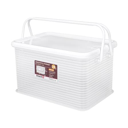 กล่องฝาล็อกหูหิ้ว 26 ลิตร STACKO 31x46.5x26.2 ซม. สีขาว_0