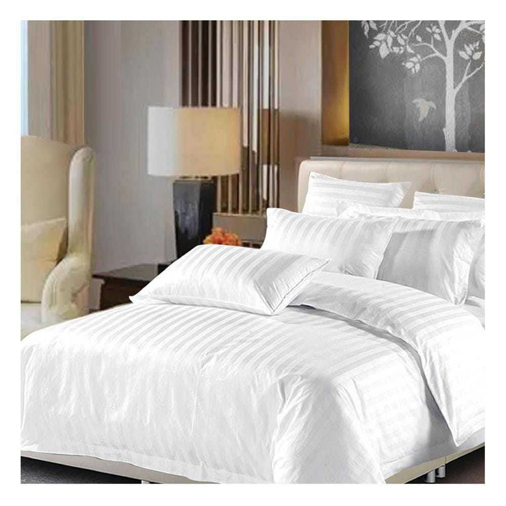 ผ้าปูที่นอน 5 ฟุต SWENY HOTEL STRIPE 250T สีขาว
