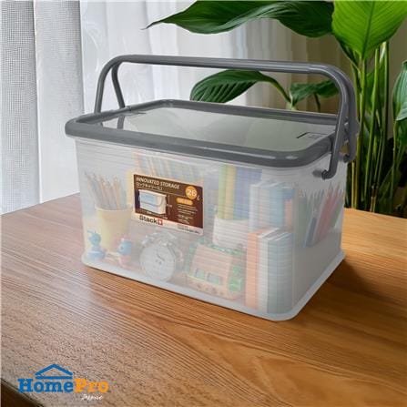 กล่องฝาล็อกหูหิ้ว 26 ลิตร STACKO 31x46.5x26.2 ซม. สีเทา_5
