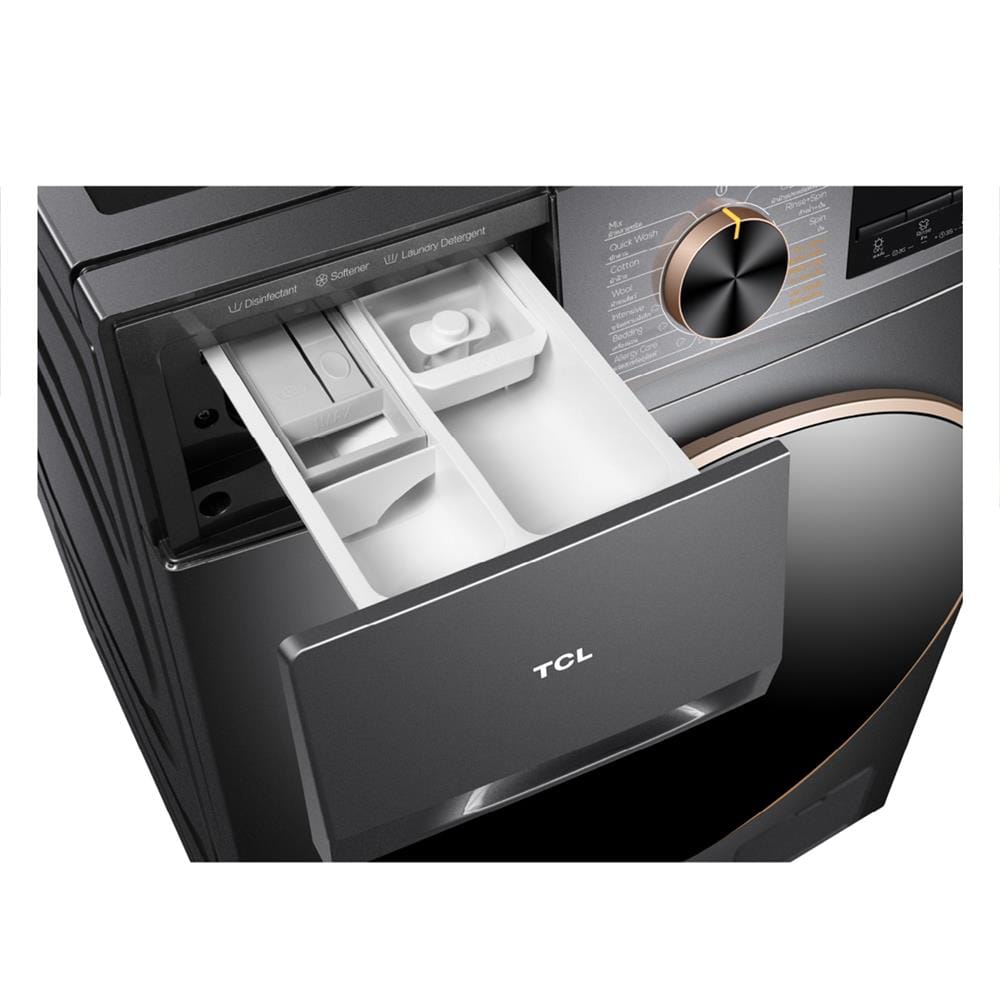 เครื่องซักอบผ้าฝาหน้า TCL WT11EPWDG 10/7 กก. 1200RPM อินเวอร์เตอร์ สีเทา