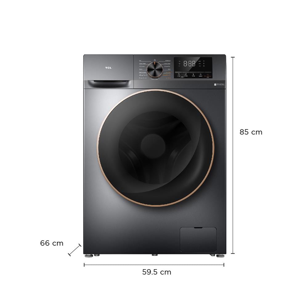 เครื่องซักอบผ้าฝาหน้า TCL WT11EPWDG 10/7 กก. 1200RPM อินเวอร์เตอร์ สีเทา