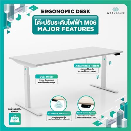 โต๊ะปรับระดับไฟฟ้า WORKSCAPE WDH-00010 150 ซม. สีขาว_5