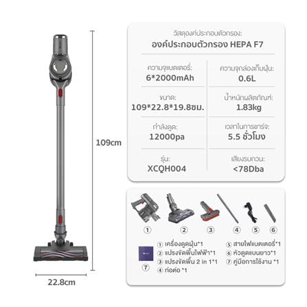 เครื่องดูดฝุ่นแบบด้าม SIMPLUS XCQH004GY02 สีเทา_16
