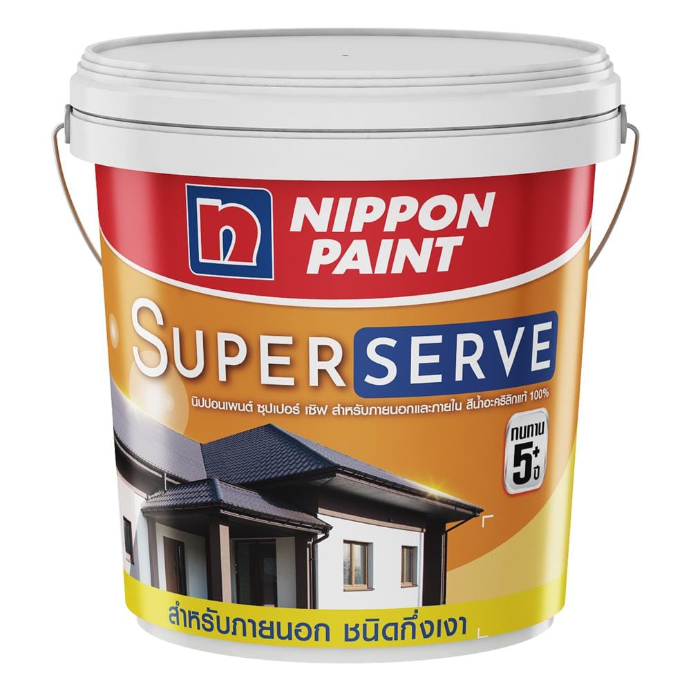 สีน้ำทาภายนอก NIPPON PAINT SUPER SERVE BASE A กึ่งเงา 2.5 แกลลอน