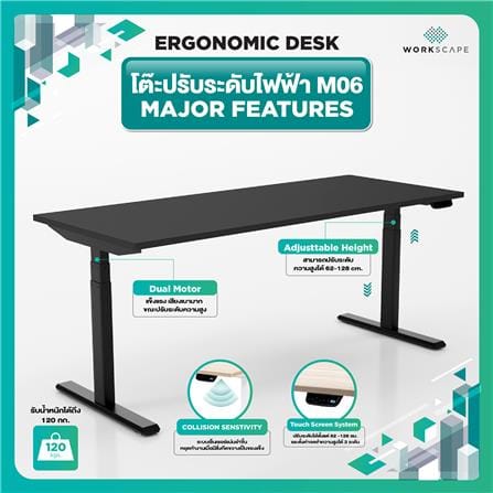 โต๊ะปรับระดับไฟฟ้า WORKSCAPE WDH-00010 150 ซม. สีดำ_5