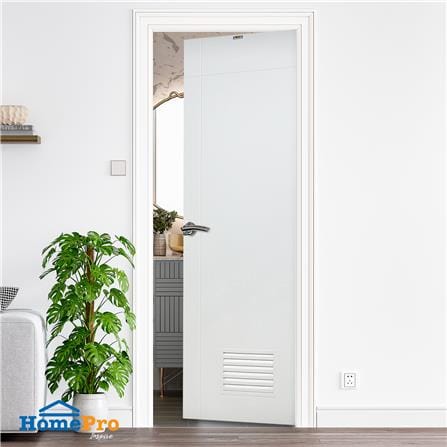 ประตูห้องน้ำ UPVC AZLE PZLV6 70X200 ซม. สีขาว เจาะลูกบิด_4