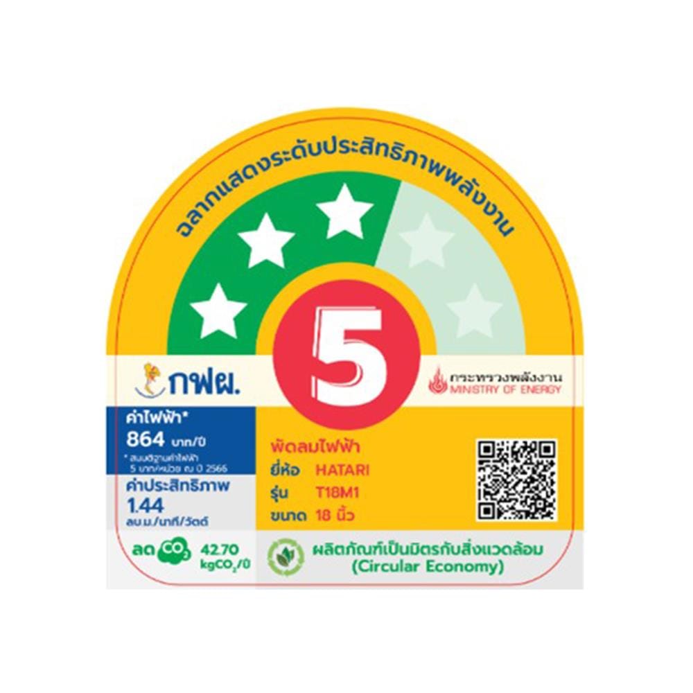 พัดลมตั้งโต๊ะ 18 นิ้ว HATARI T18M1 สีฟ้า