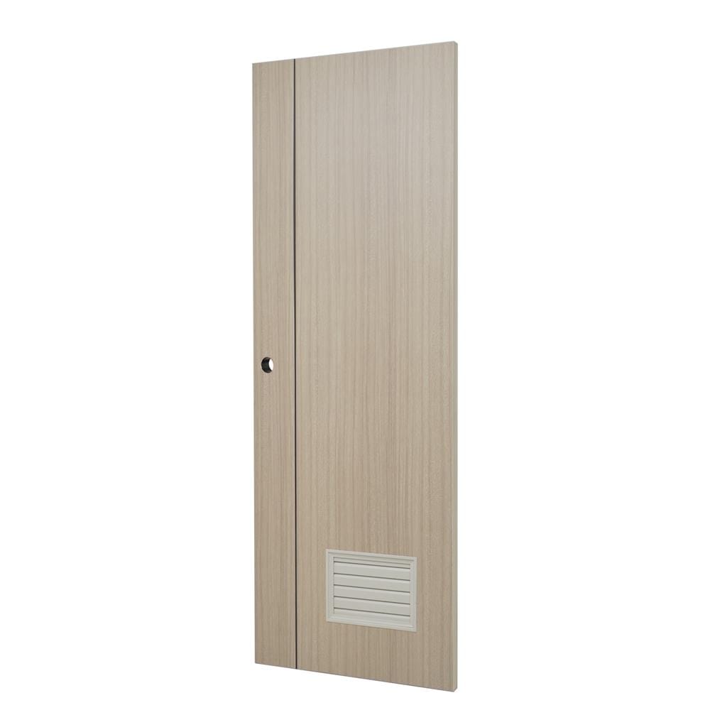 ประตูห้องน้ำ UPVC AZLE GROOVE P3 เกล็ดล่าง 70X200 ซม. สีบีช เจาะลูกบิด