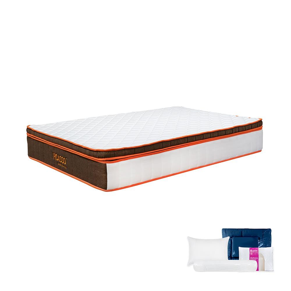 ที่นอนพ็อกเก็ตสปริง 3.5 ฟุต สุญญากาศ PICASSO COMFORT รุ่น SMILE BOXTOP พร้อมชุดเครื่องนอน 7 ชิ้น