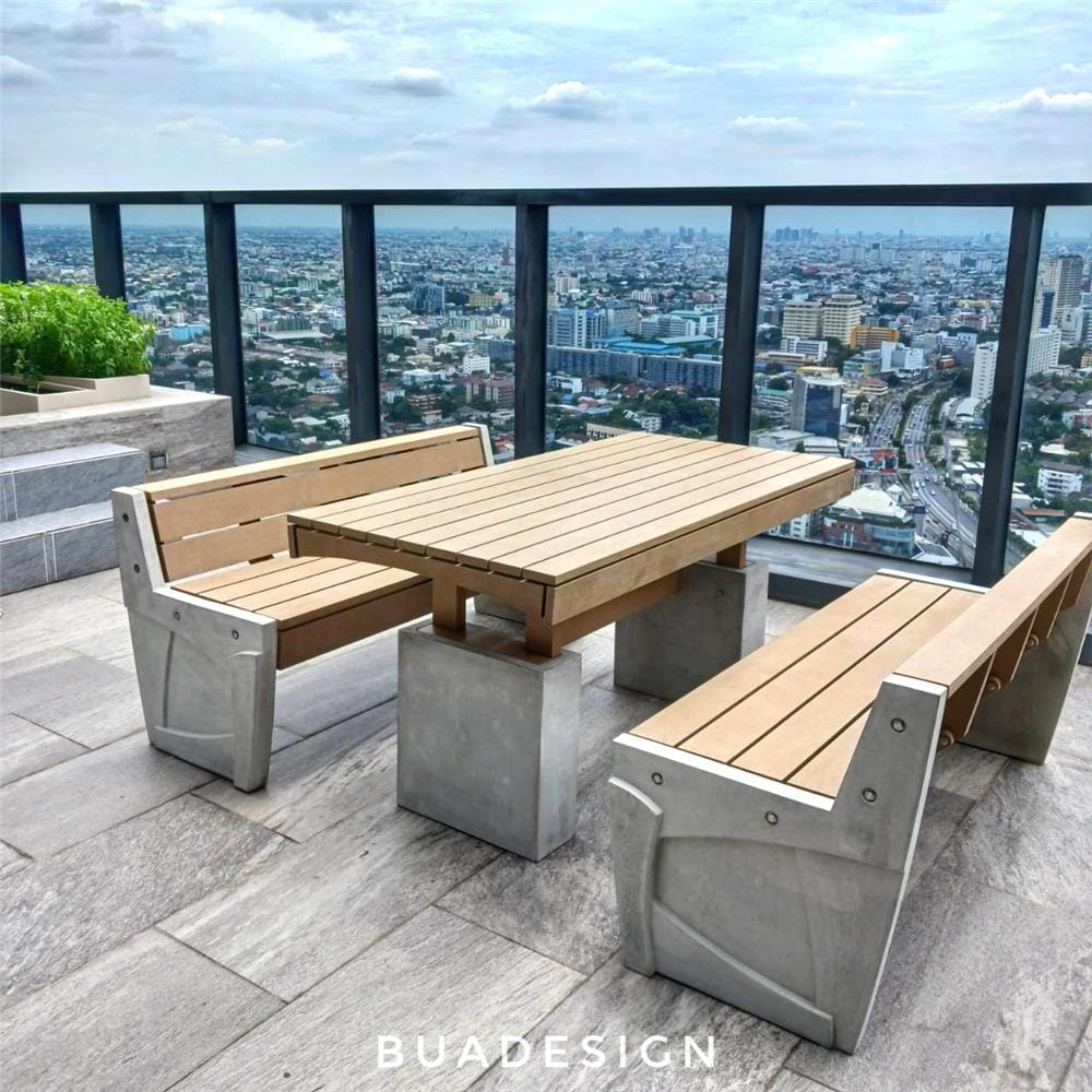 โต๊ะสนาม BUA DESIGN BUA STONE BLOOM TABLE ECO WOOD 150 ซม. สีไม้ธรรมชาติ