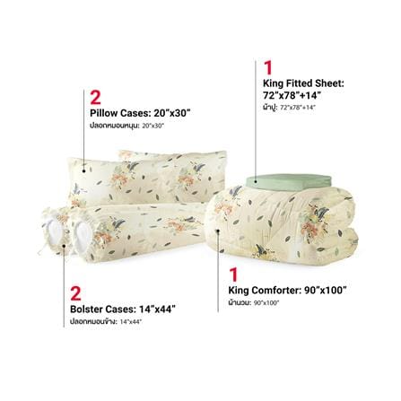 ชุดผ้าปูที่นอน 6 ฟุต 6 ชิ้น FROLINA MICROTEX DF053_2
