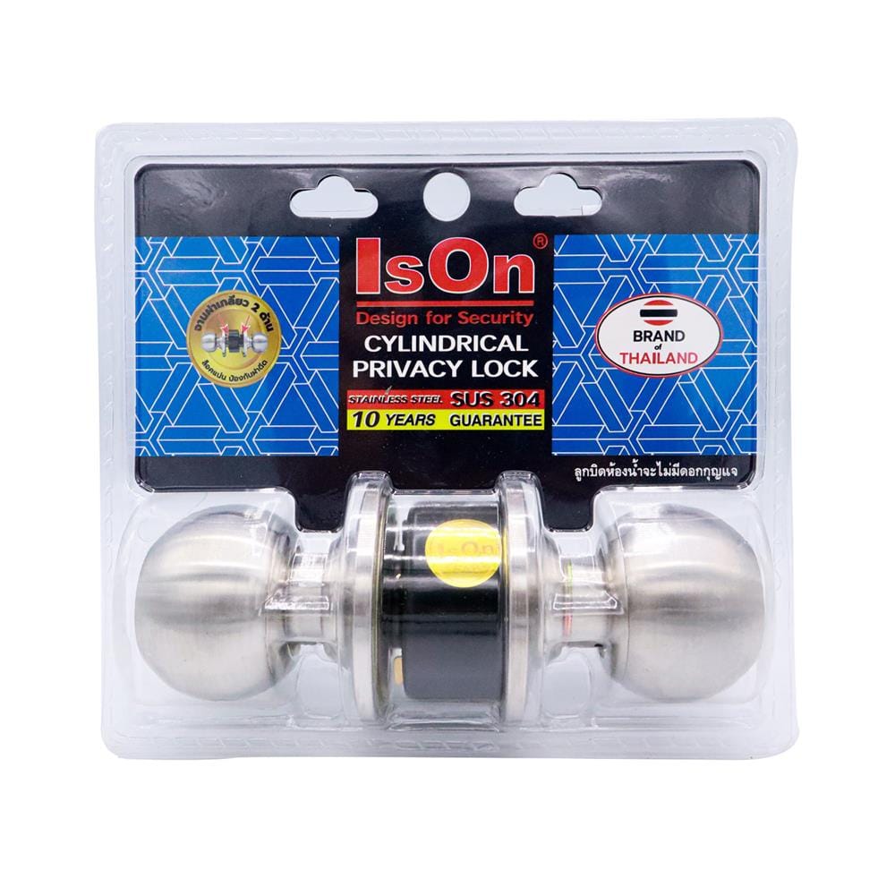 ลูกบิดประตูห้องน้ำ หัวกลม ISON 8014 BK สีสเตนเลส