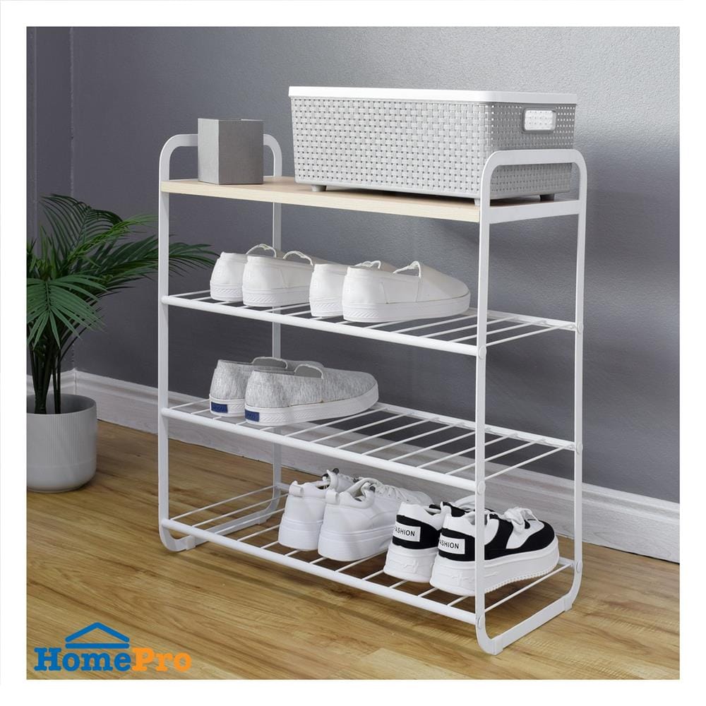 ชั้นวางรองเท้า 3 ชั้น STACKO FLEXI ท็อปไม้สีไวท์โอ๊ค 60x30x68 ซม. สีขาว