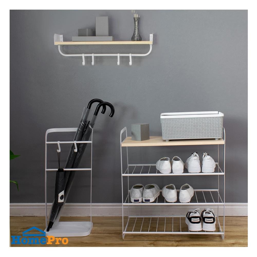 ชั้นวางรองเท้า 3 ชั้น STACKO FLEXI ท็อปไม้สีไวท์โอ๊ค 60x30x68 ซม. สีขาว