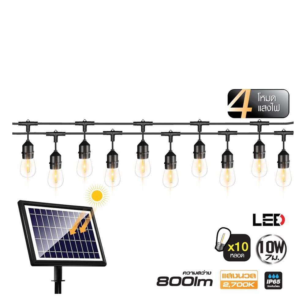 ไฟจัดสวน SOLAR HI-TEK HFSSK00107 10 วัตต์ WARM WHITE สีดำ