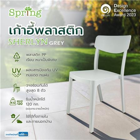 เก้าอี้พลาสติก SPRING SHERLYN สีเทา_5