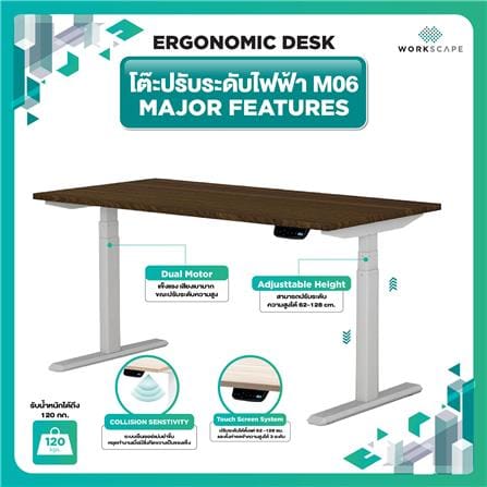 โต๊ะปรับระดับไฟฟ้า WORKSCAPE WDH-00009 120 ซม. สีอเมริกาโน่/ขาว_3