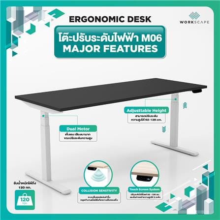 โต๊ะปรับระดับไฟฟ้า WORKSCAPE WDH-00010 150 ซม. สีดำ/ขาว_5