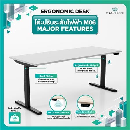 โต๊ะปรับระดับไฟฟ้า WORKSCAPE WDH-00009 120 ซม. สีขาว/ดำ_4