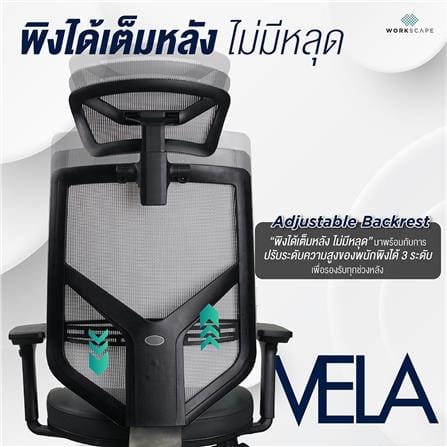 เก้าอี้สุขภาพ WORKSCAPE VELA WCH-00013 สีเทา/ดำ_10