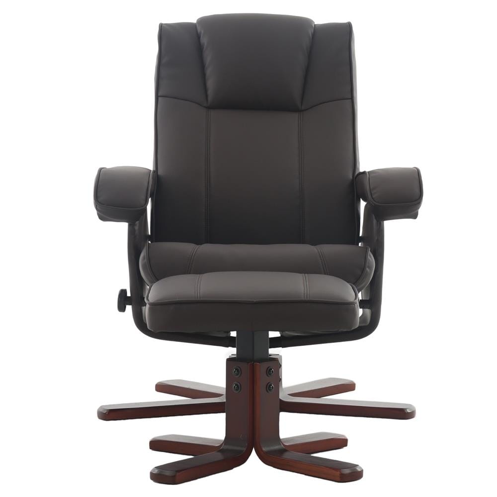 เก้าอี้ปรับเอนนอนขาหมุนพร้อมที่พักเท้า FURDINI SCANDIC PVC สีน้ำตาล