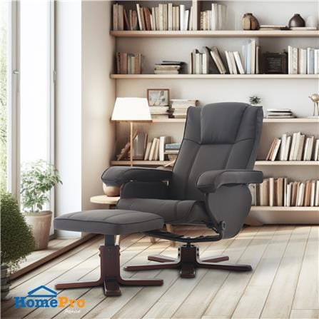 เก้าอี้ปรับเอนนอนขาหมุนพร้อมที่พักเท้า FURDINI SCANDIC PVC สีน้ำตาล_8