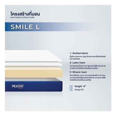 ที่นอนไฮบริด 6 ฟุต สุญญากาศ PICASSO COMFORT  รุ่น SMILE-L พร้อมชุดเครื่องนอน 5 ชิ้น_5
