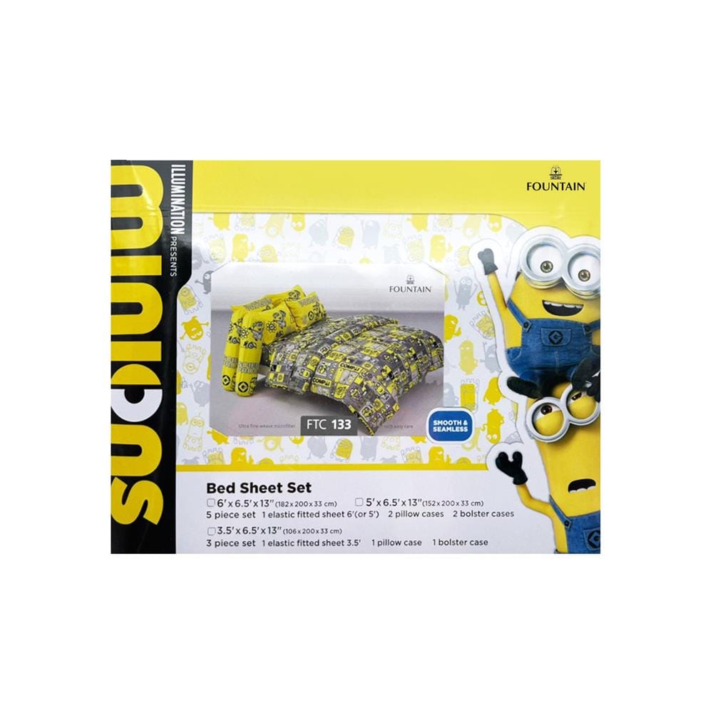 ชุดผ้าปูที่นอน 6 ฟุต 5 ชิ้น FOUNTAIN MINION 70106-FTC133