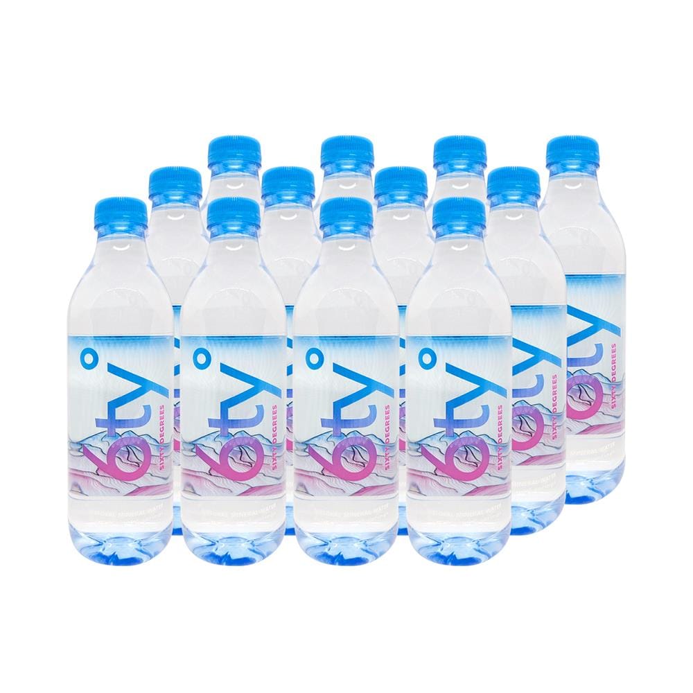 น้ำแร่ธรรมชาติ ซิกตี้ดีกรี 520 มล. แพ็ก 12 ขวด