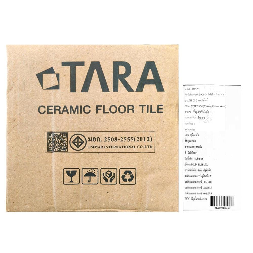 กระเบื้องพื้น 20x20 ซม. TARA ไคโอไลต์ มัลติคัลเลอร์ 1 ตร.ม.