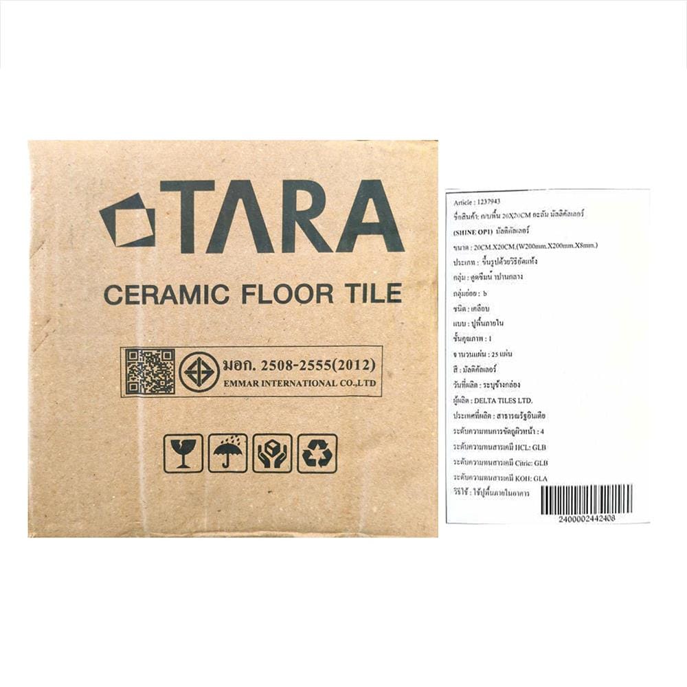 กระเบื้องพื้นพอร์ซเลน 20x20 ซม. TARA อะลัม มัลลิคัลเลอร์ A 1 ตร.ม.