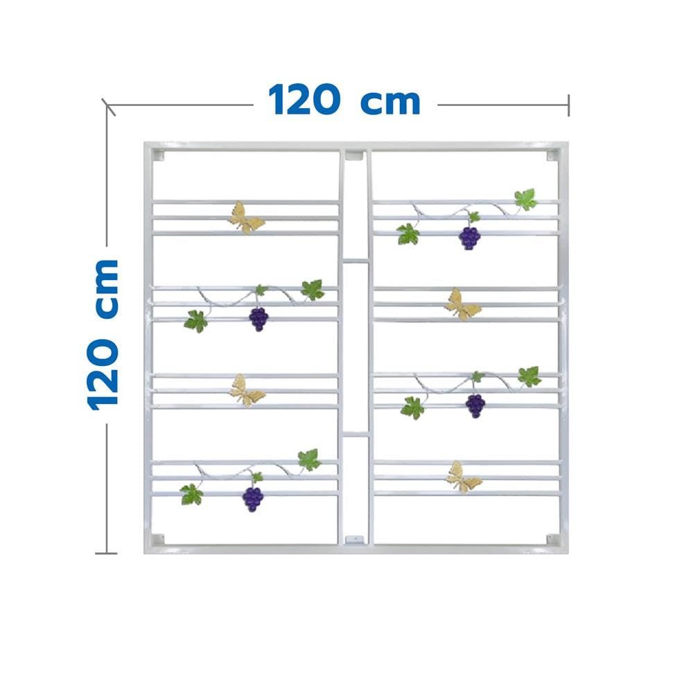 เหล็กดัดหน้าต่าง MHOLARN องุ่นผีเสื้อ 120x120 ซม. สีขาว