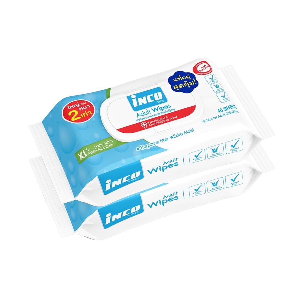 ผ้าเช็ดทำความสะอาด INCO XL 40 แผ่น แพ็ก 2 ชิ้น