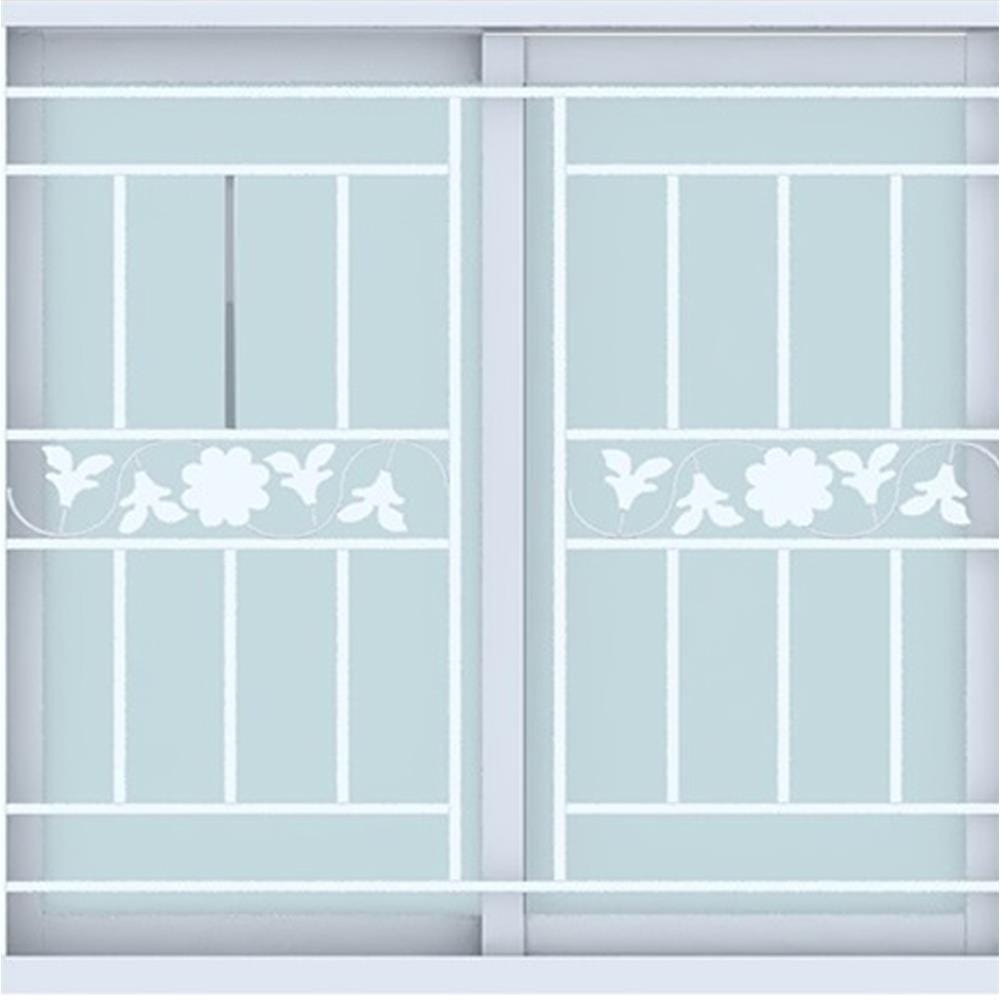 หน้าต่างบานเลื่อน UPVC S-S เหล็กดัด มุ้ง WINDOW ASIA ลายทานตะวัน (ขาว) 100X100 ซม. สีขาว