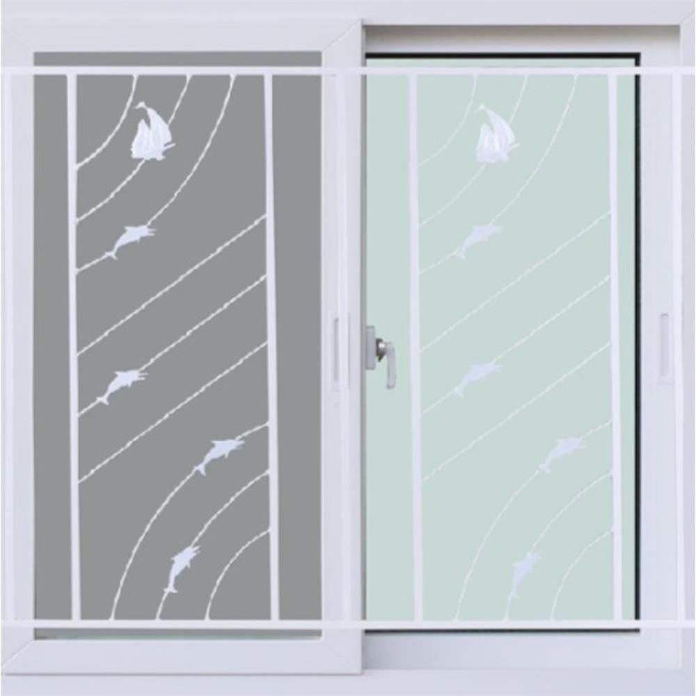 หน้าต่างบานเลื่อน UPVC S-S เหล็กดัด มุ้ง WINDOW ASIA ลายทะเล (ขาว) 100X100 ซม. สีขาว