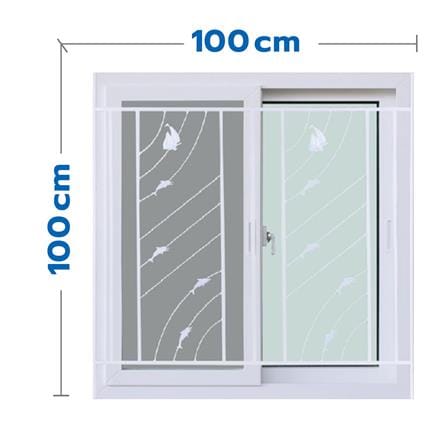 หน้าต่างบานเลื่อน UPVC S-S เหล็กดัด มุ้ง WINDOW ASIA ลายทะเล (ขาว) 100X100 ซม. สีขาว